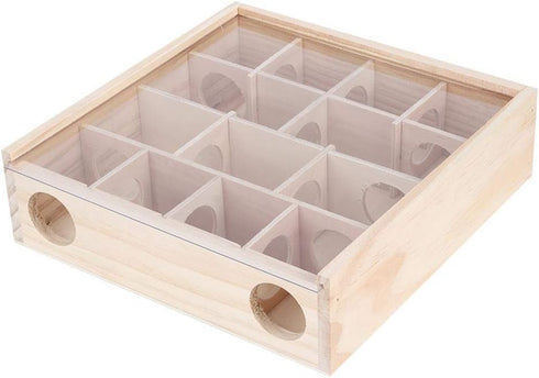 Hamster Maze Toy, Wood Rat House with Organic Glass Interactive Intelligent Small