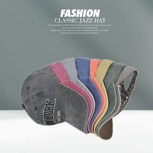 Vintage Baseball Cap - 100% Cotton Washed Denim Trucker Cap Embroidery New York for Men Women