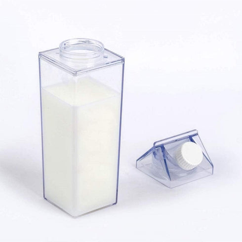 FveBzem 33oz (1000mL) Milk Carton Water Bottle Plastic Square Milk Bottles No BPA Leakproof Water Bottle Portable