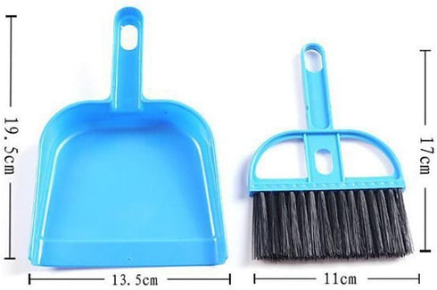 Pet Cage Broom Brush Dustpan Set - Small Cat Litter Sweeper for Pet Cage Clean, Blue