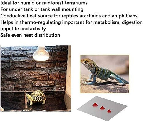 Reptile Heating Pad with Temperature Adjustment, 110V Non-Adhesive Heat Mat for Reptiles, 7W Removable Under Tank