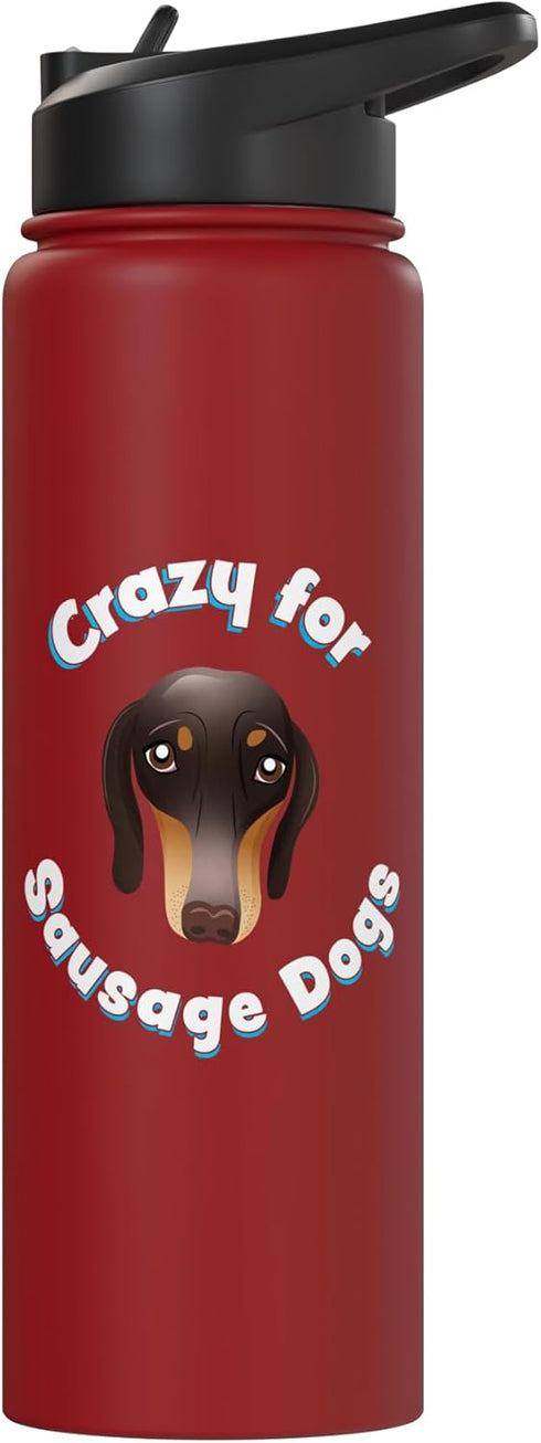 Sausage dog Owner Gifts Crazy for Sausage Dogs | Cute miniature sausagedog Gift Stainless Steel Insulated Water Bottle