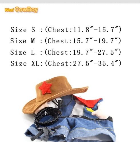 Pet Cowboy Costume Clothing with Hat for Small Dog Cat Halloween Party, Size S