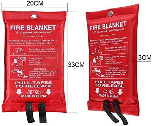 Fire Blankets - 3.3x3.3ft Fiberglass Retardant Blankets for Emergency Survival Kit, Durable Design