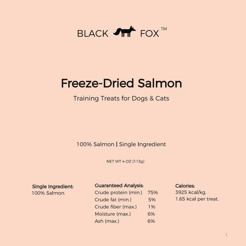 BLACK FOX Freeze-Dried Salmon Training Treats - 280 Treats, 4oz, Single Ingredient, Raw, Healthy, All Natural