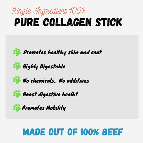 Amazing Dog Treats - Large Collagen Stick (6 Inch - 8 Count) - 100% Pure Collagen Sticks for Dogs