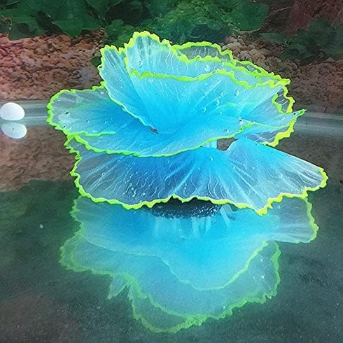 Glowing Silicone Aquarium Ornaments - Artificial Simulation Strip Coral Plant Decorations (Blue)