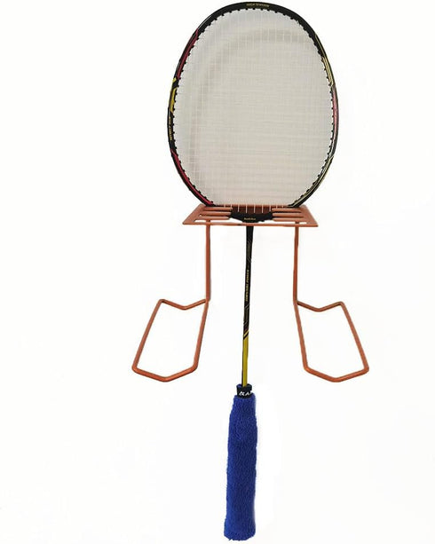 Tennis Racket Holder, Wall Mounted Metal Holder for Heavy-Duty Steel, Holds 6 Balls & 4 Racquets, Orange