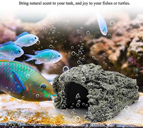 TOPINCN Aquarium Fish Hiding Cave, High Simulation Crawling Turtle Reptile Habitat Decoration, Small