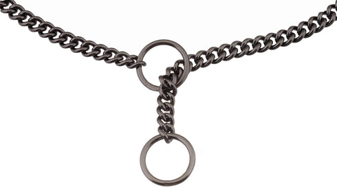 Alvalley Metal Chain Dog Show Collar - Adjustable Pet Slip Collar for Shows, Black, 16in Long, 1.6mm Thick