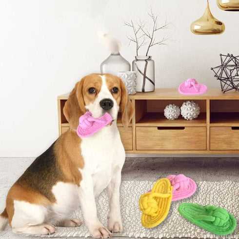 Dog Chew Rope Toy 2Pack, Funny Decoy Toy, Natural Cotton Rope Slipper Interactive Pet Chewing Toys