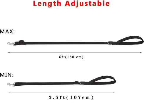 6FT/10FT Adjustable Dog Leash, Nylon Leashes for Medium Large Dogs (6FT, Pink)