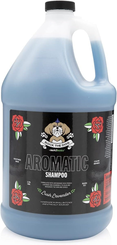 Bark2Basics Rock The Dog Aromatic Pet Shampoo, 1 Gallon - Lavender & Chamomile Infused for Skin & Senses