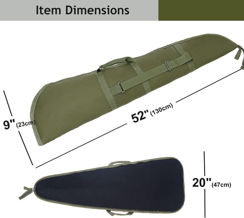 Shotgun Case Thick Padding, 52" Rifle Bag with Adjustable Carry Strap, Accessories Two Points