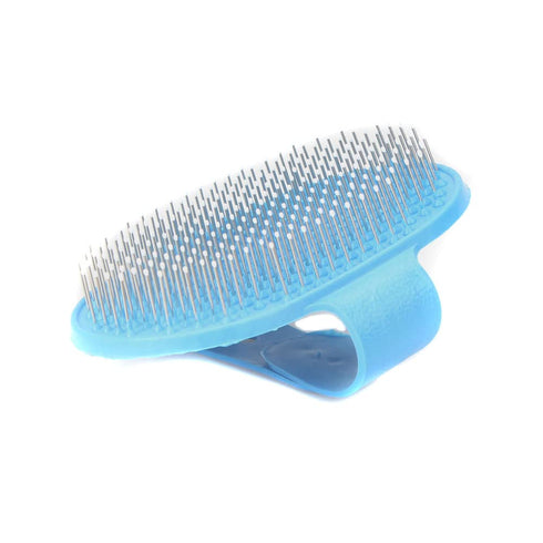 Emours Dog Grooming Brush, Pet Shampoo Bath Brush, Soothing Massage Rubber Comb with Adjustable Ring Handle for Dogs
