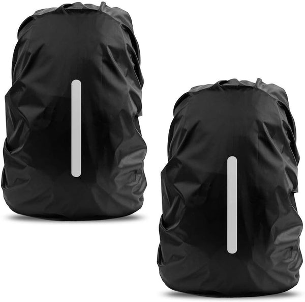 LAMA 2pcs Waterproof Rain Cover for Backpack, Reflective Rainproof Protector for M 26L-40L Black