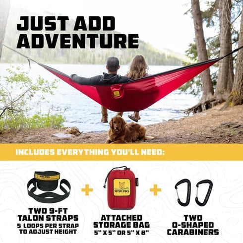 Wise Owl Outfitters Camping Hammock - Portable Hammock with Tree Straps for Hiking and Travel