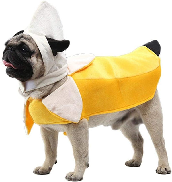 Banana Dog Costume - Cute Cosplay Jumpsuit for Puppies to Large Dogs, Halloween Costume Accessory