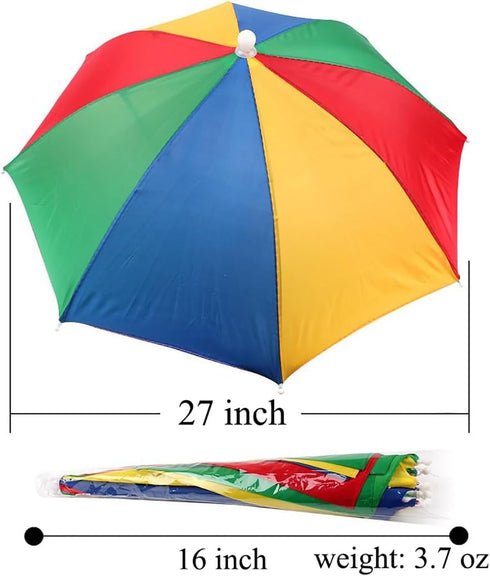 Umbrella Hat, 27" Diameter Rainbow Hands-Free Fishing Cap, Sunhat for Kids, Men & Women