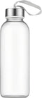 VANTOBEST 420ml 14.2oz Clear Glass Water Bottle with Stainless Steel Cap and Carrying