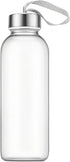 VANTOBEST 420ml 14.2oz Clear Glass Water Bottle with Stainless Steel Cap and Carrying