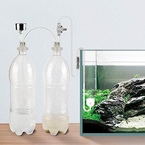 DIY CO2 Generator System Kit, White Professional DIY CO2 Generator Aquarium Plant System Kit DIY Aquarium Planted CO2 System Pro Tube Valve Gauge Bottle Kit for Aquarium Moss