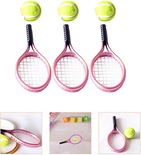 STOBOK Kids Mini Toys Badminton Set, Mini House Tennis Set, Miniature Tennis Racket Photography Props