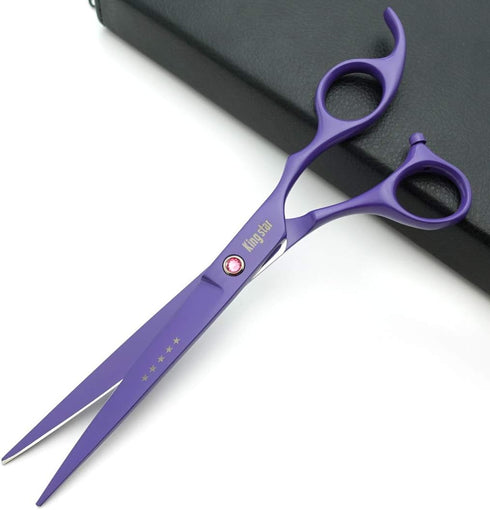 KINGSTAR 7.0in. Set,Straight Set Comb,case,A429 Matt Purple Professional Pet Grooming Scissors & Thinning & Curved