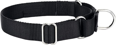 Martingale Dog Collar, Heavyduty Nylon Dog Collar, Black, Medium