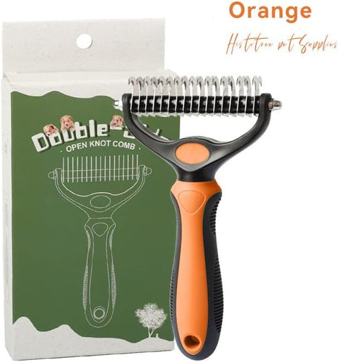 Undercoat Rake for Dogs, 2 in 1 Dematting Comb & DeShedding Tool for Long Hair Cats, Reduces Shedding