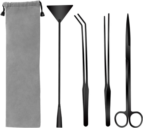 Quarium Aquascape Tools Kits, 4 in 1 Anti-Rust Aquatic Plant Tool Set, Stainless Steel Tweezers Scissors Spatula