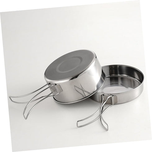 Set Backpacking Kisangel Portable Camping Cookware Stainless Steel Cooking Kit Lightweight Compact for Outdoor Cooking