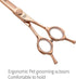 Fenice Peak Curved Dog Grooming Scissors, Champagne Gold 440C Stainless Steel, Professional Pet Cutting Shears for