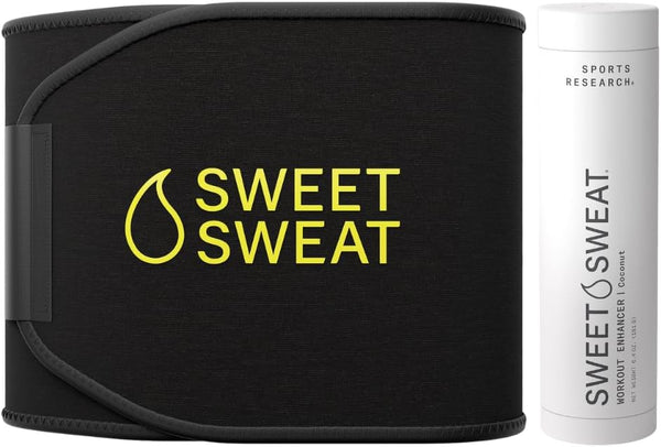 Sports Research Waist Trimmer Pack - Sweet Sweat Waist Trimmer (Black/Yellow, Medium)