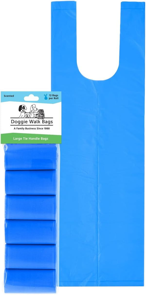 Large Dog Waste Bags on a Roll with Easy Tie Handles, Extra