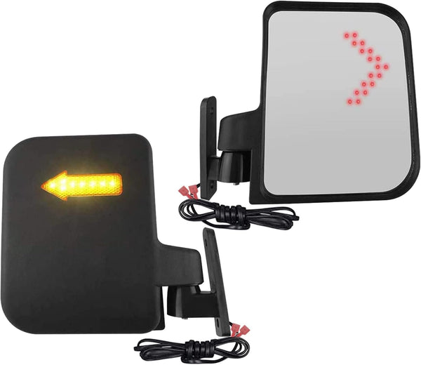 Golf Cart Side Mirrors with Turn Signal Light - Rear View Mirrors for Club Car EZGO Yamaha