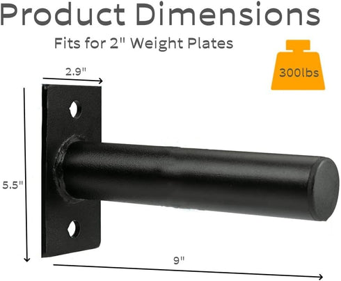Weight Plate Holder Steel Wall Mounted Rack Storage for 2" Weight Plate, Mounting Hardware Included