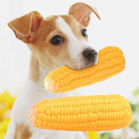 Pet Dog Puppy Latex Corn Shape Squeaky Toy, Bite-Resistant Interactive Chew Toy for Small/Medium/Large Dogs