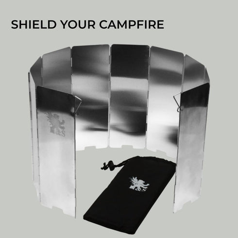 H&S Camping Stove Windscreen - 10 Aluminum Plates Folding Wind Shield with Carrying Case for Outdoor Camping Accessories