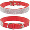 Haoyueer Rhinestone Dog Collar, Cute Dazzling Soft Suede Leather Collar, Crystal Diamond Pet Dog Puppy Collar (Red, L)