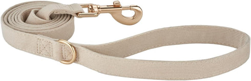 Soft Cotton Dog Leash - 5 Ft Heavy Duty Corduroy with Gold Metal Hook for Small Medium Large Dogs (White)