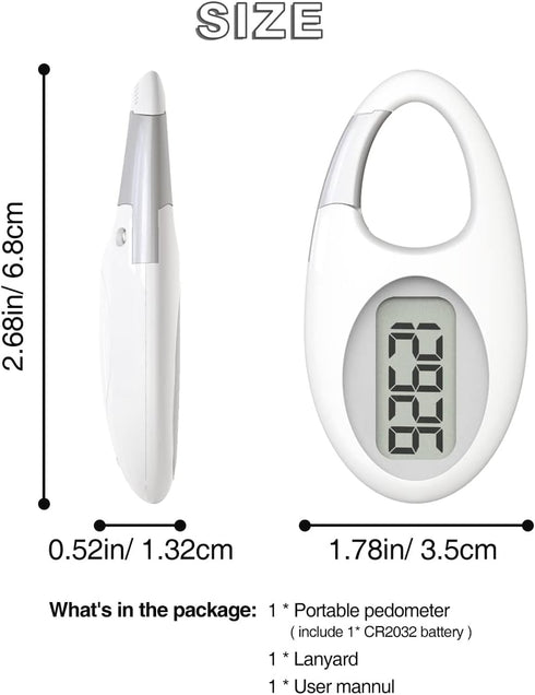 Simple 3D Step Counter, Walking Pedometer with Neck Lanyard/Carabiner for Men, Women, Teens, Adults, Seniors