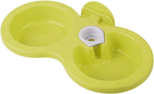 Puppy Double Bowl, Stainless Steel Hanging Food Water Feeder for Small Dogs and Cats (Green)