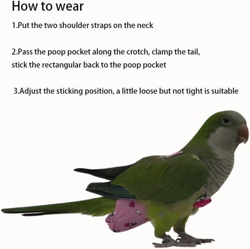 Generic 6PCS Set Washable Reusable Bird Diapers with Waterproof Lining & Adjustable Straps Soft Parrot Diaper Clothes