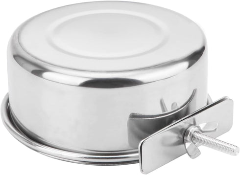 Wontee Pet Food Water Bowl with Clamp Holder, 2 Packs Stainless Steel Feeding Cups for Dog Bird Cat Rabbit (M)