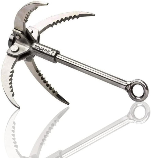 Multifunctional QUADPALM Grappling Hook with 10m Rope - Heavy Duty Stainless Steel Folding Claws for Climbing