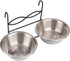 Stainless Steel Dual Hanging Food Water Bowl Feeder with Hook for Cat, Dog, Puppy Crate, Cage, and Kennel