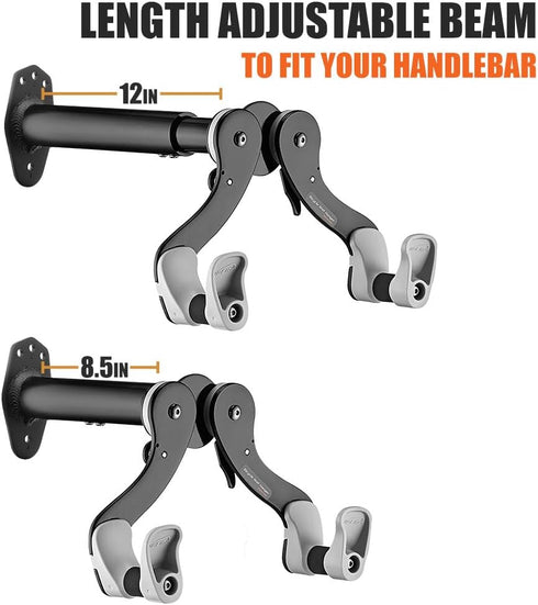 Ibera Bike Wall Mount - Secure Bike Storage up to 18kg with Adjustable Frame Holder & Soft Rubber Cradles