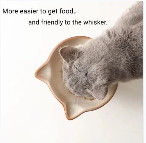 Elevated Cat/Dog Bowls - 6.25 Inch Ceramic Raised Food & Water Bowl Set for Protecting Pet's Spine - Feeding Supplies