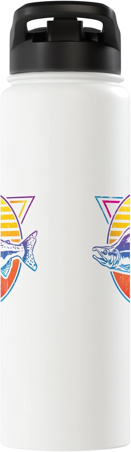 Retro Salmon Fish Insulated Stainless Steel Water Bottle with Retro Salmon Design